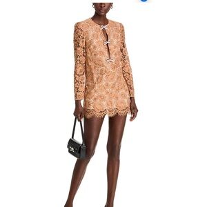 Self-Portrait Tan Lace Mini Dress